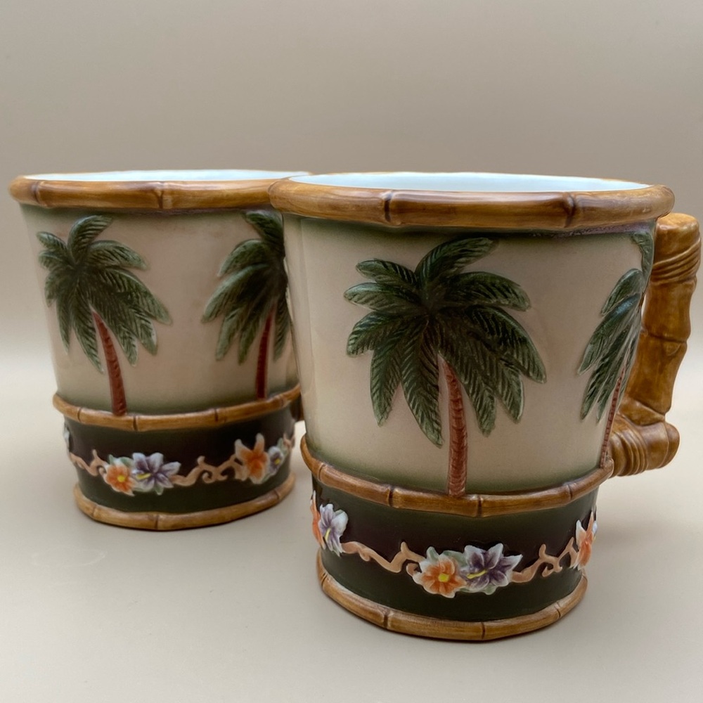 Tommy Bahama Palm Tree Coffee Mug - Set of 2